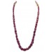 String Strand 1 Line Necklace Glass Filled Ruby Cabochon Bead Stone Women's A422